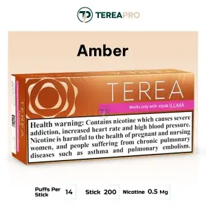 IQOS TEREA Amber Italy delivers woody nutty tobacco with smooth richness deeply
