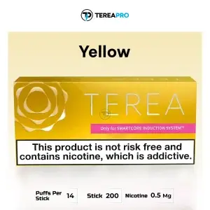 IQOS Terea Yellow Swiss product box featuring smooth tobacco blend sticks for ILUMA I